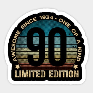 90Th Birthday 90 Year Old 1934 Limited Edition Sticker